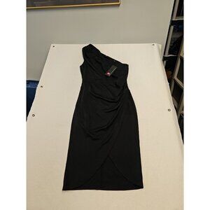 Kancy Kole  Ruched One-Shoulder Black  Sheath Dress Size M‎ New